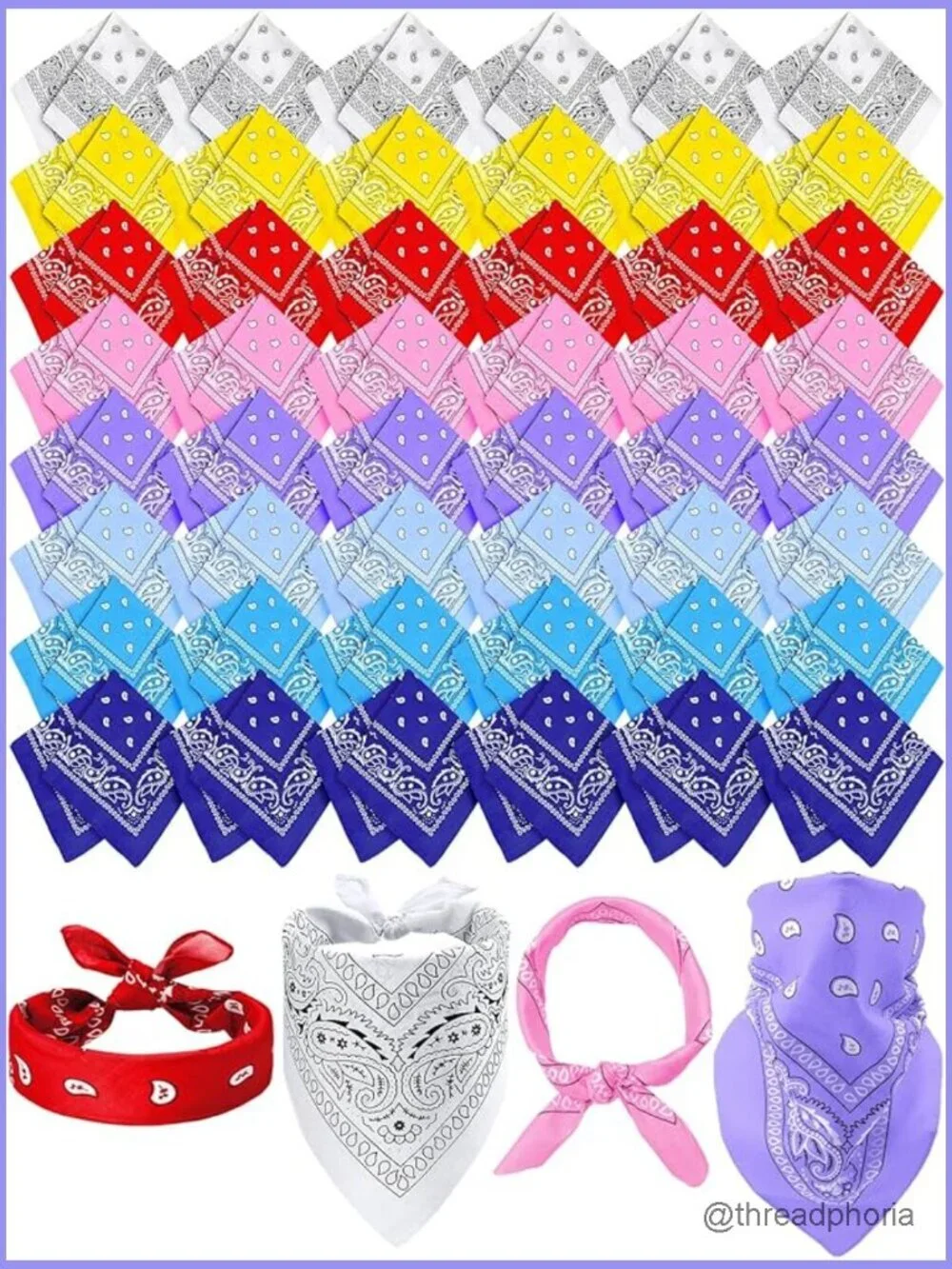 48 Paisley Bandanas - Unisex Square Scarf